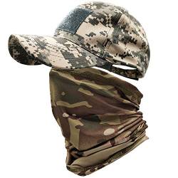 ehsbuy Camo Hüte für Männer mit Kühlung Halsgamasche Baseballmützen Gesichtsschal Maske Armee Taktische Militärmütze Halsrohr Snoods zum Laufen Jagd Camping Radfahren Angeln Outdoor Sports von ehsbuy