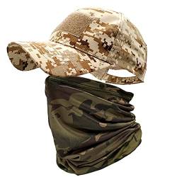 ehsbuy Camo Mützen für Herren mit Kühlung Halsgamasche Baseball Caps Gesichtsschal Maske Armee Taktische Militärmütze Halsrohr Snoods zum Laufen Jagd Camping Radfahren Angeln Outdoor Sport von ehsbuy