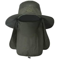 ehsbuy Fischerhut Herren Breiter Krempe Mesh Anglerhut Safari Hut Faltbar Sonnenhut mit Gesichtsbedeckung Nackenklappe von ehsbuy