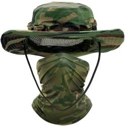 ehsbuy Fischerhut Herren Kühlenden Schlauchschal Tropenhut Military Safari Anglerhut Camouflage Multifunktionstuch Mesh Wanderhut Verstellbarer Sonnenhut für Jagd Outdoor Sportarten von ehsbuy