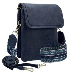 ehsbuy Handytasche zum Umhängen Damen Vegan Leder Crossbody Kleine Handy Umhängetasche mit 1 Verstellbarem Breitem Riemen und 1 Lederriemen Damen Geldbörse Schultertasche von ehsbuy