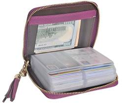 ehsbuy Kartenetui Damen Herren Leder Scheckkartenetui mit Reißverschluss Kreditkartenetui RFID Schutz 40 Karten Kartenhalter Geldbörse von ehsbuy