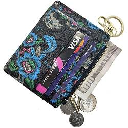 ehsbuy Kartenetui Damen Herren RFID Blocker Leder Kreditkartenetui Klein Portemonnaie mit Reißverschluss Münzfach Schlüsselbund Mini Geldbörse von ehsbuy