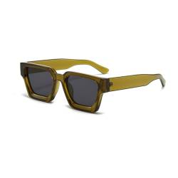 eiTurlutz Retro dicke rechteckige klobige Sonnenbrille für Damen Herren-Olivgrün von eiTurlutz