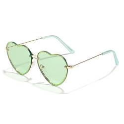 eiTurlutz Sonnenbrille Herzform Party Brille Herz Brille Vintage Metall Rahmen für Party (Grün) von eiTurlutz