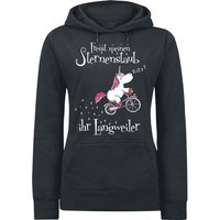 Einhorn - Einhorn Kapuzenpullover - Fresst meinen Sternenstaub ihr Langweiler - S - für Damen - Größe S - schwarz  - EMP exklusives Merchandise! von einhorn