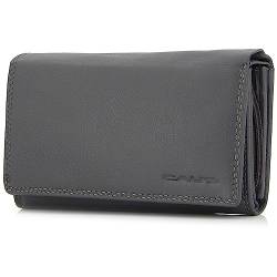 ekavale Damen Leder Geldbörse mit RFID-Schutz – Damen-Portemonnaie aus Rind-Leder (Grau) von ekavale