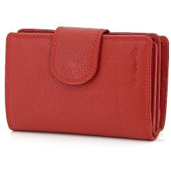 ekavale Geldbörse aus echtem Leder für Damen, Frauen Geldbeutel, Portemonnaie RFID (Rot) von ekavale