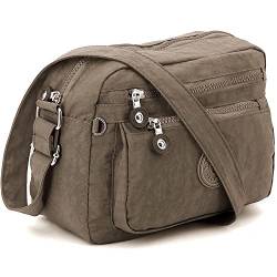 ekavale Kleine Schultertasche aus Wasserabweisendes Nylon – Handtasche für Damen & Mädchen - Crossbody Bag - Leichte Umhängetasche (Braun) von ekavale