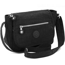 ekavale - Kompakte Umhängetasche – Leichte, Kleine Handtasche für Damen – Crossbody Messenger Bag – Nylon Schultertasche (Schwarz) von ekavale