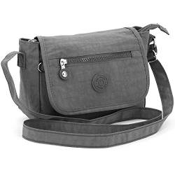 ekavale - Kompakte Umhängetasche – Leichte Handtasche für Damen – Crossbody Messenger Bag – Nylon Schultertasche klein (Grau) von ekavale