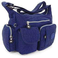 ekavale Leichte hochwertige Damen-Handtasche Umhängetasche aus wasserabwesendem Crinkle Nylon (Marineblau) von ekavale