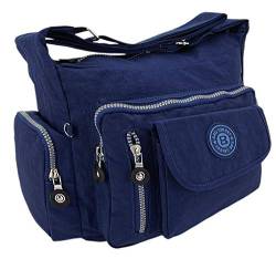 ekavale Wasserabwesende hochwertige leichtgewichtige Damen-Handtasche Umhängetasche aus Crinkle Nylon (Marineblau) von ekavale