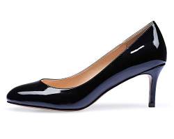 elashe 2.5 inch Kitten Heels Klassische Damen Pumps Runde Zehen Kleid Brautschuhe Partei Büro Geschlossen Pumps Schwarz EU42 von elashe