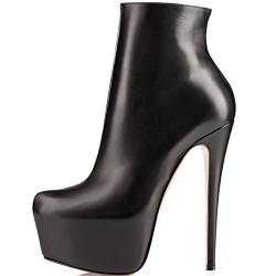 elashe Ankle Boots | 15cmTrendige Damen Stiefeletten | Plateau Stiefel mit Absatz Schwarz EU35 von elashe