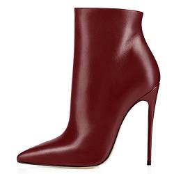 elashe Damen Ankle Boots | High Heels Stiefeletten | Stiletto Zipper | Silvester Suede Bordeaux EU40 von elashe