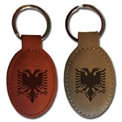 elbedruck Schlüsselanhänger mit Gravur albanischer Adler Flagge Fahne Albanien Zeichen (graubraun) von elbedruck