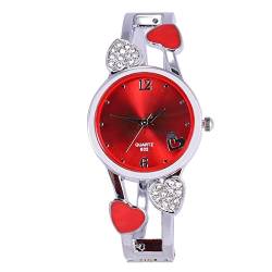 ele ELEOPTION Armband Design Quarz Uhr mit Strass Dial-Edelstahl-Band für Frauen (Rot) von ele ELEOPTION