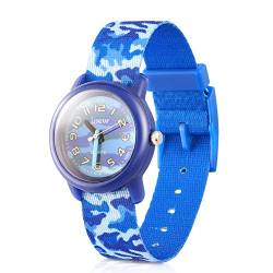 ele ELEOPTION Kinder Armbanduhr Kinderuhr,Cute Cartoon Digital Uhr Wasserdicht Textil Lehruhr mit umweltfreundliches Textil Armband,Geschenk für Kleine Mädchen Jungen Kids Kinder (Ozean Blau) von ele ELEOPTION