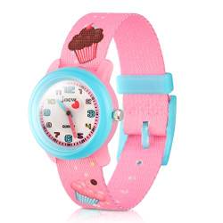 ele ELEOPTION Kinder Armbanduhr Kinderuhr,Cute Cartoon Digital Uhr Wasserdicht Textil Lehruhr mit umweltfreundliches Textil Armband,Geschenk für Kleine Mädchen Jungen Kids Kinder (Pink Eiscreme) von ele ELEOPTION