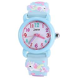 ele ELEOPTION Kinderuhr mädchen, Kinder Armbanduhr Lernuhr, 3D Pferd Armbanduhr für Jungen und Mädchen (Hellblau) von ele ELEOPTION