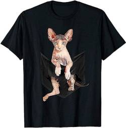 Sphynx Cat in Pocket T-Shirt Cats Tee Shirt Gifts Funny Vintage Gift for Men Shirt Top Black T-Shirts & Hemden(X-Large) von elect