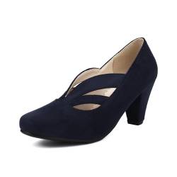 elerhythm Damen Mary Jane Vintage Heels Gatsby 1920er Jahre Pumps Closed Toe 1950er viktorianische Schuhe (Blau EU37) von elerhythm