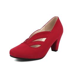 elerhythm Damen Mary Jane Vintage Heels Gatsby 1920er Jahre Pumps Closed Toe 1950er viktorianische Schuhe (Rot EU37) von elerhythm
