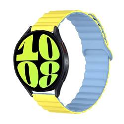 elfofle 20mm armband Kompatibel mit Samsung Galaxy Watch 6/Watch 6 Classic/Watch 5/5 Pro/Watch 4 40mm/44mm/Watch 4 Classic LTE 46mm,Silikon Doppelseitig Magnetische Loop Band (Gelb - Blau) von elfofle