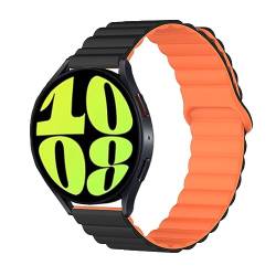 elfofle 20mm armband Kompatibel mit Samsung Galaxy Watch 6/Watch 6 Classic/Watch 5/5 Pro/Watch 4 40mm/44mm/Watch 4 Classic LTE 46mm,Silikon Doppelseitig Magnetische Loop Band (Schwarz - Orange) von elfofle