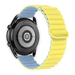 elfofle 22mm Armband Compatible mit Samsung Galaxy Watch 3 45mm/Watch 46mm/Gear S3 Classic/Frontier,Magnetisches Silikon Armband für Huawei Watch GT/GT 2 46mm/GT2 e/GT2 Pro (Gelb - Blau) von elfofle