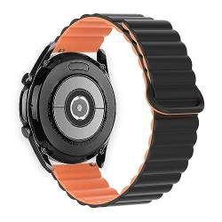 elfofle 22mm Armband Compatible mit Samsung Galaxy Watch 3 45mm/Watch 46mm/Gear S3 Classic/Frontier,Magnetisches Silikon Armband für Huawei Watch GT/GT 2 46mm/GT2 e/GT2 Pro (Schwarz - Orange) von elfofle