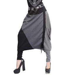 ELLAZHU Damen weit baggy Harem mit Tunnelzug lange Hosen Pants Onesize GY259, Grau, Einheitsgröße von ellazhu