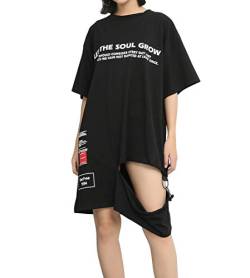 ellazhu Damen Casual Sommer Mini T-Shirt Kleid mit Rundhals und Kurzarm GY1781 von ellazhu
