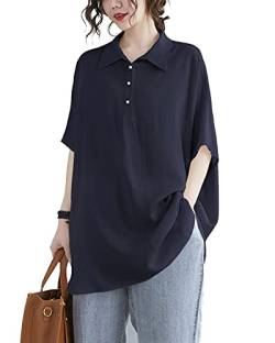 ellazhu Damen Kurzarm Sommer Casual Bluse V-Ausschnitt Pullover Shirt GA2287, navy, X-Large Mehr von ellazhu