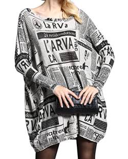 ellazhu Damen Pullover Sweater Sweatershirt im Casual-Look mit Langärmeln und Rundhalsausschnitt DH40 Grau von ellazhu
