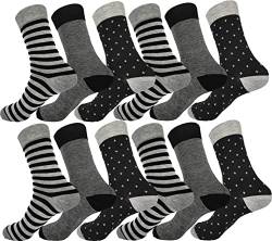 eloModa 12 Paar Herren Socken Muster klassischer Form Freizeit Anzug Business, 12 Paar, Mix13/39-42 von eloModa