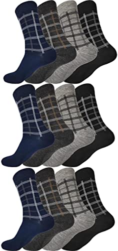 eloModa 12 Paar Herren Socken Muster klassischer Form Freizeit Anzug Business,12 Paar, Mix4/39-42 von eloModa