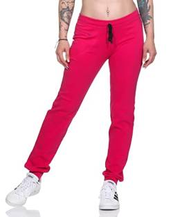 eloModa Damen Jogginghose lang Sport-Hose Baumwolle mit Tasche; Pink L/40 von eloModa
