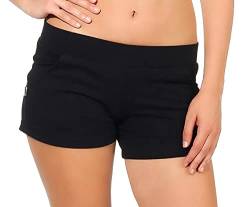 eloModa Damen Sport Shorts Hotpants kurz; Schwarz XS von eloModa