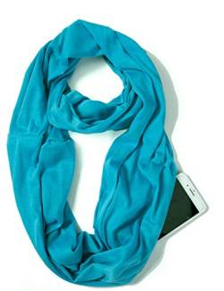 elzama Infinity Loop Solid Color Schal mit versteckter Reißverschlusstasche für Frauen - Leichter Reise-Halswickel, 13-sky blau, Einheitsgröße von elzama