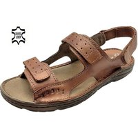 em-ka Leder Herren Klettverschluss Sommer Sandalen Pantolette braun Sandale von em-ka