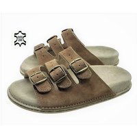 em-ka Leder Herren Sandalen Fußbett Pantolette Hausschuhe Pantolette mit Veloursleder Fußbett, Herren Leder Hausschuhe, Gesundheitsschuhe, sehr hohe Verarbeitungsqualität, teilweise HANDARBEIT, -Made in EU von em-ka