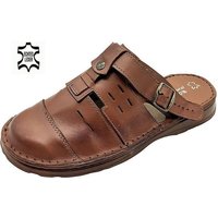 em-ka Leder Herren Sandalen Pantolette Clogs Ledersandalen Hausschuhe Sandale aus echtem Leder, mit massiver Sohle, teilweise HANDARBEIT von em-ka