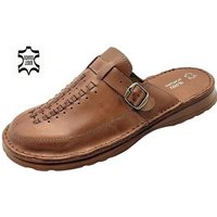 em-ka Leder Herren Sandalen Pantolette Clogs Ledersandalen Hausschuhe Sandale aus echtem Leder, mit massiver Sohle, teilweise HANDARBEIT von em-ka