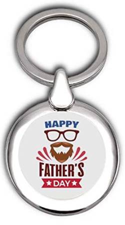 Schlüsselanhänger Vatertag – Silber poliert – Digitaldruck mit transparentem Harztropfen – polierter Stahlring (Happy Father´s Day), Happy Father´s Day von em