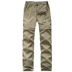 emansmoer Damen Outdoor Quick Dry Wicking Abnehmbar Zip Off Bein Hose Frauen Casual Reisen Camping Wandern Hose (M, Khaki) von emansmoer