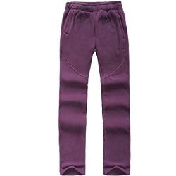 emansmoer Damen Thermisch Fleecehose Frauen Casual Weich Warm Fleece Hosen Outdoor Winter Sport Camping Wandern Hosen (Medium, Violett) von emansmoer