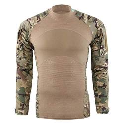 emansmoer Herren Camouflage Outdoor Langarm Tactical Combat T-Shirts Quick Dry Sports Tee Tops UV-Schutz Pullover (M, CP) von emansmoer