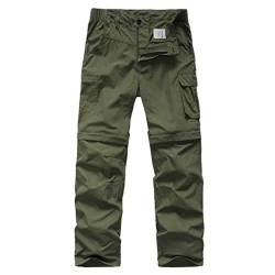 emansmoer Herren Outdoor Quick Dry Wicking Abnehmbar Zip Off Bein Hose Leicht Reisen Camping Angeln Trousers (2XL, Grün) von emansmoer